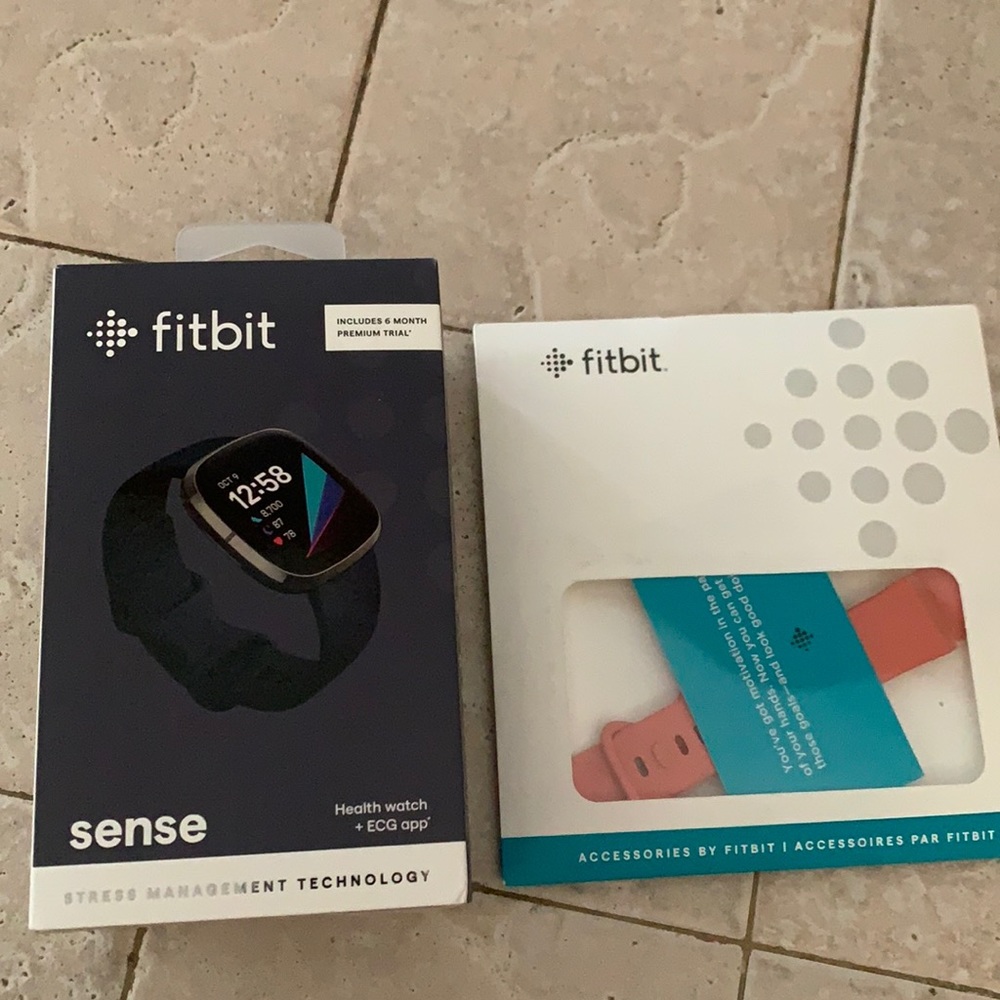 - Fit bit Sense health Watch plus accessories.
